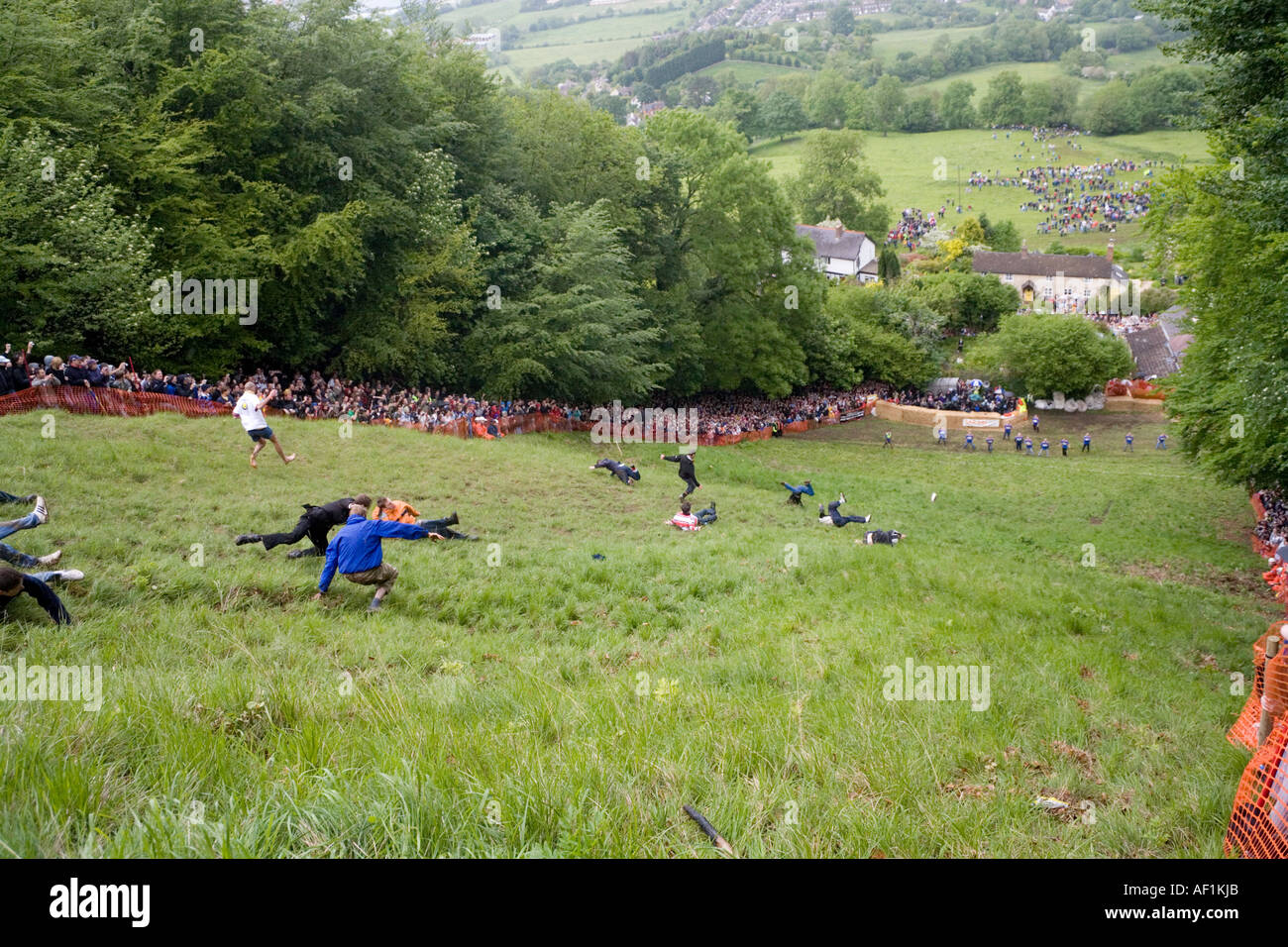 Coopers Hill Cheese Rolling event on the Cotswolds at Brockworth