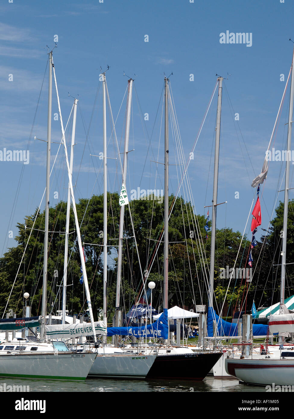 Sailboats docked waiting for the race Stock Photo
