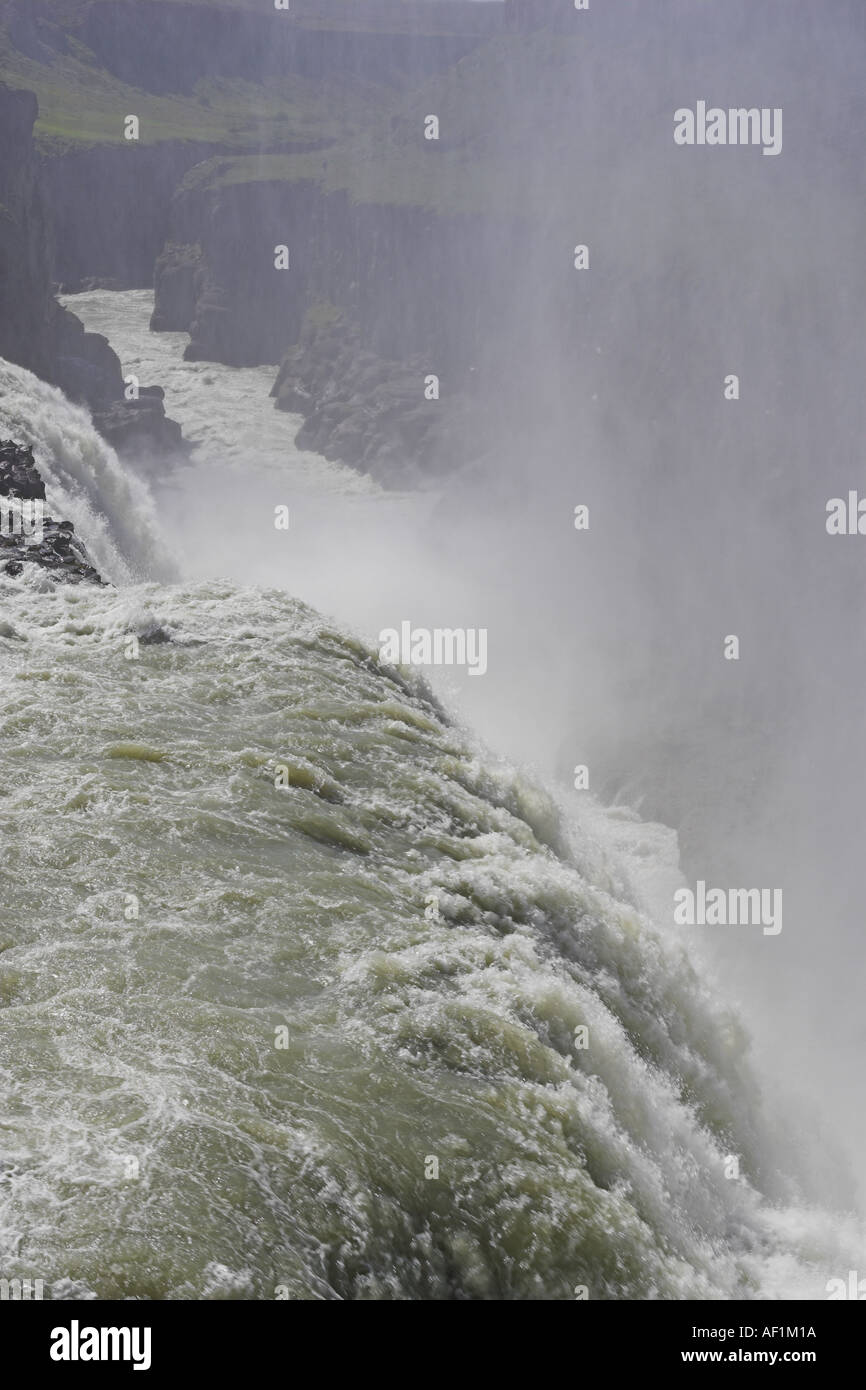 Gullfoss waterfall Iceland July Stock Photo