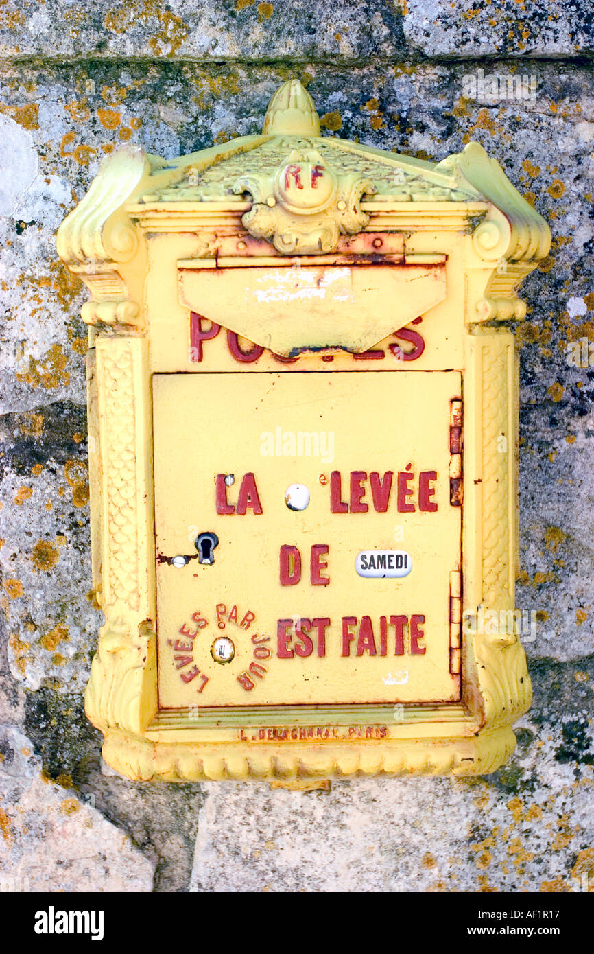 yellow box letter in brouage old town charentes maritime France  Stock Photo