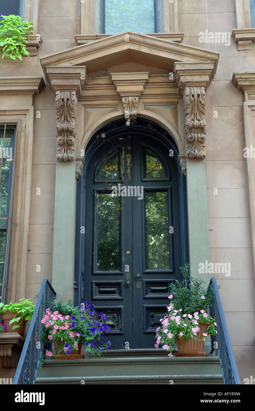 Brownstones in the Bedford Stuyvesant neighborhood in Brooklyn in NYC Stock Photo