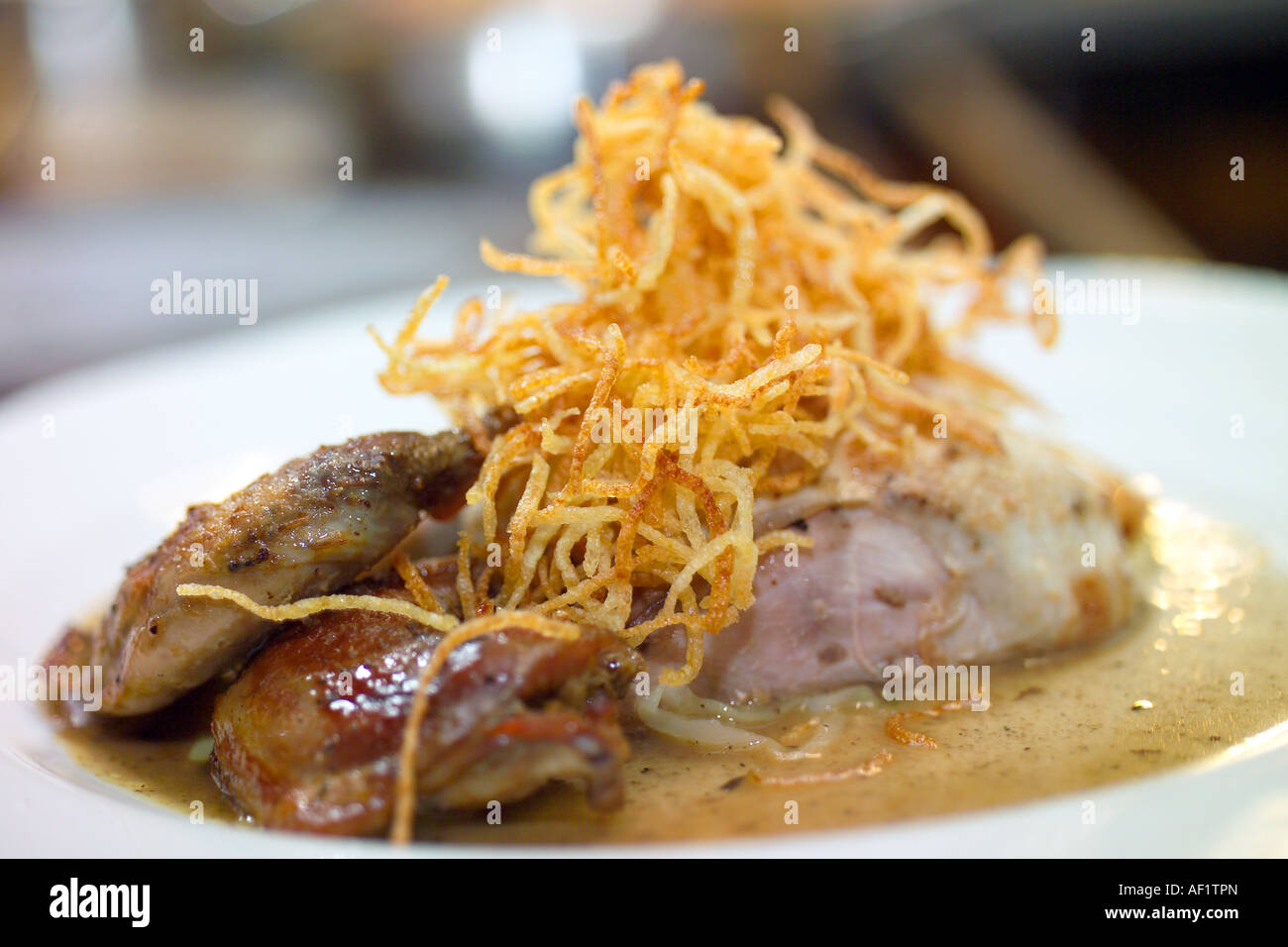 Roast Partridge with deep fried Vermicelli Stock Photo Alamy