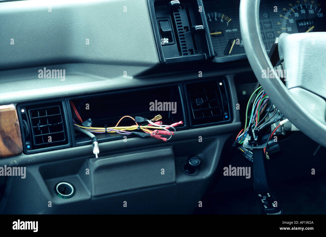 Car Stereo Stolen Hot Wired Stock Photo Alamy