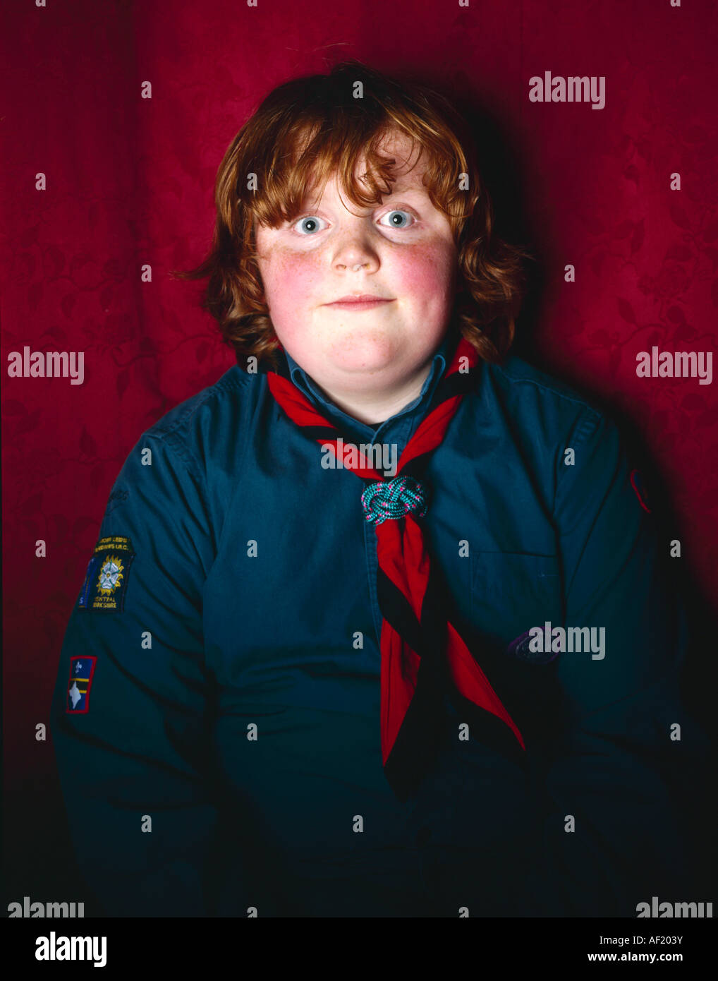 Large format portrait of a young scout from the 11th North Leeds troop Leeds West Yorkshire UK Stock Photo