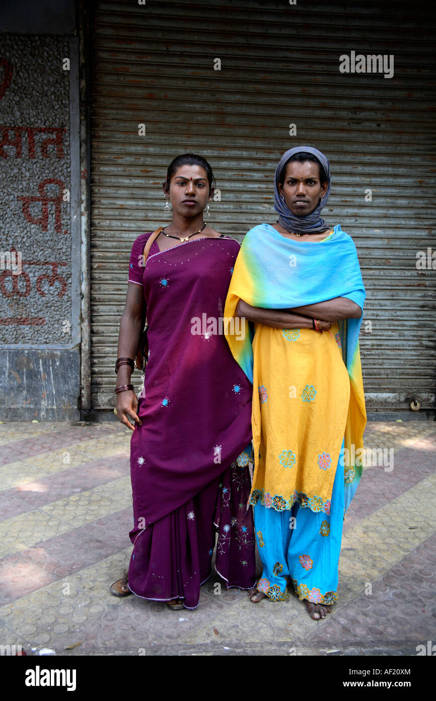 Two Indian HijrasLadyboysEunochsTranssexualsTransvestites posing in the  Street, Pune, India Stock Photo - Alamy