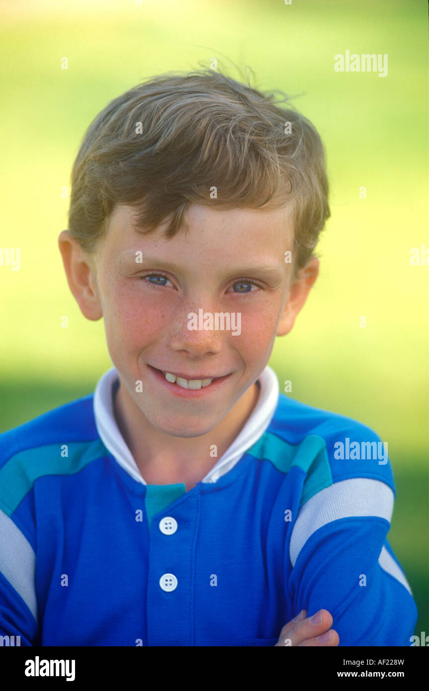 Freckle faced boy Stock Photo