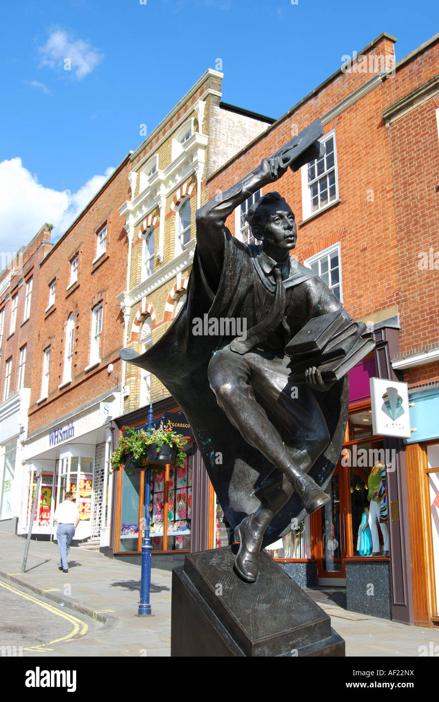 ‘Surrey Scholar’ statue in The High Street, Guildford, Surrey, England, United Kingdom Stock Photo