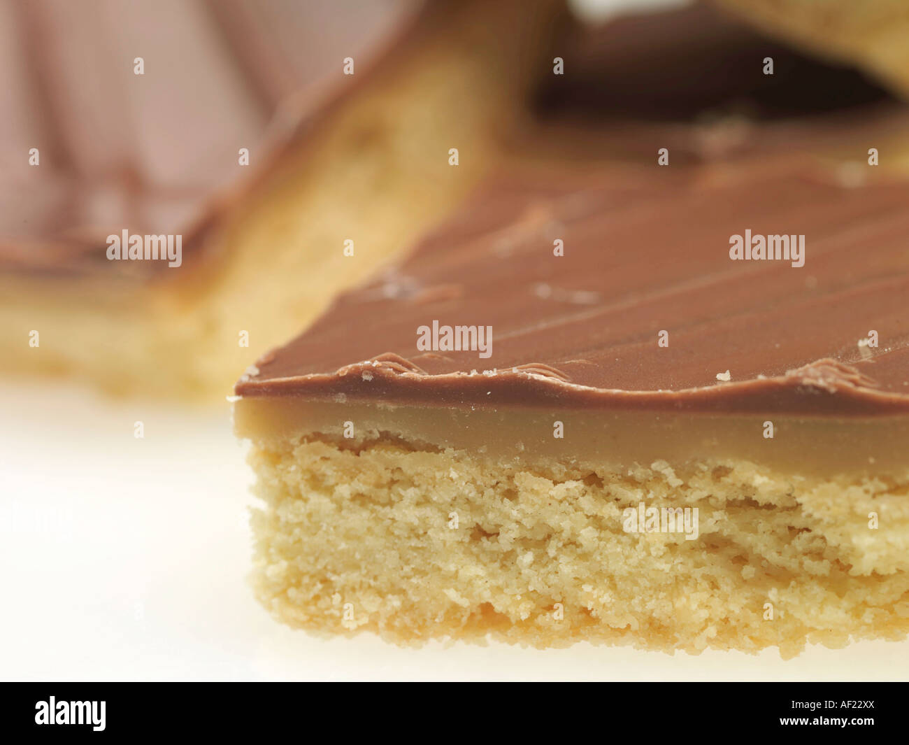 Milk Chocolate Caramel Shortbread Or Shortcake Squares, Isolated On