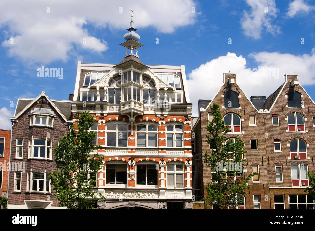 Amsterdam traditional architecture canalside houses Stock Photo