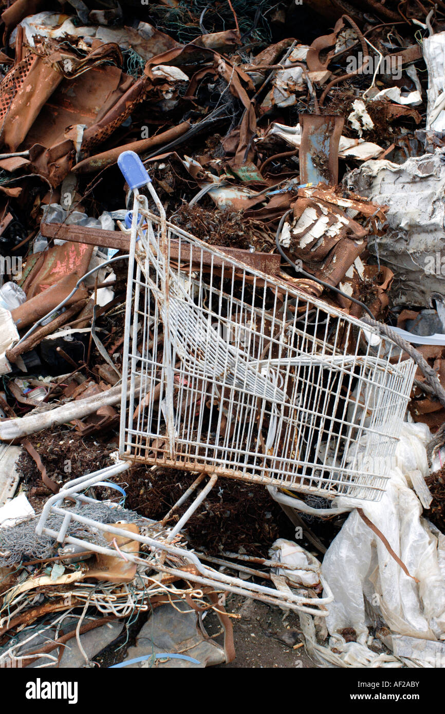 Still life with a confused pile of scrap metal and plastic and a