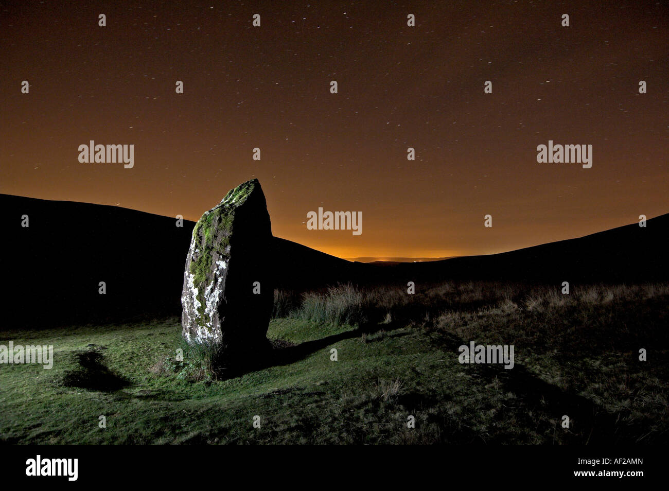 Maen Llia standing stone at night in the Brecon Beacons National Park Wales Stock Photo
