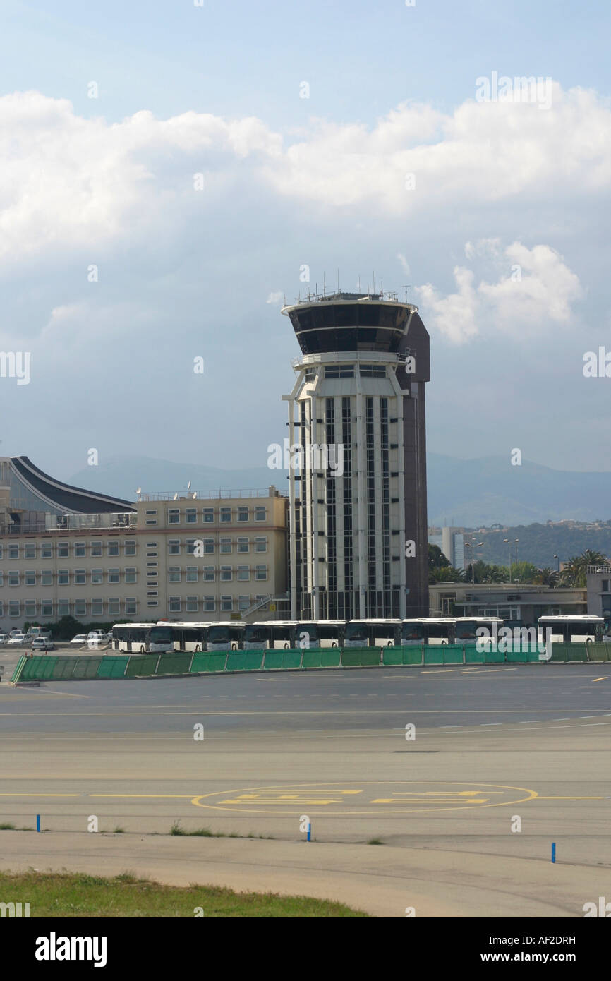 Nice Cote d'Azur Airport France ATC control tower. Stock Photo