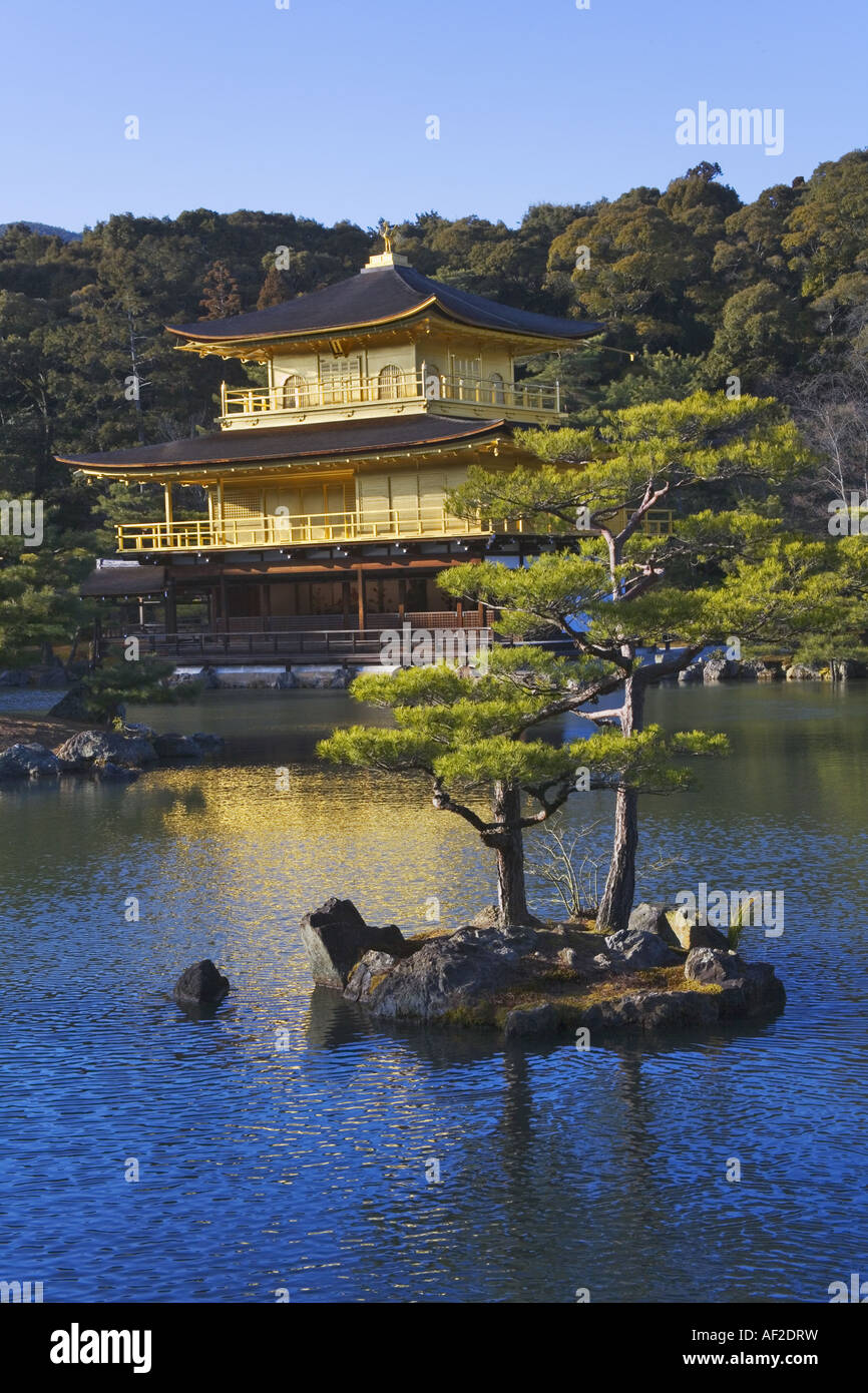 The Golden Pavilion with reflection in water Rokuon-ji Temple Kyoto Japan Stock Photo