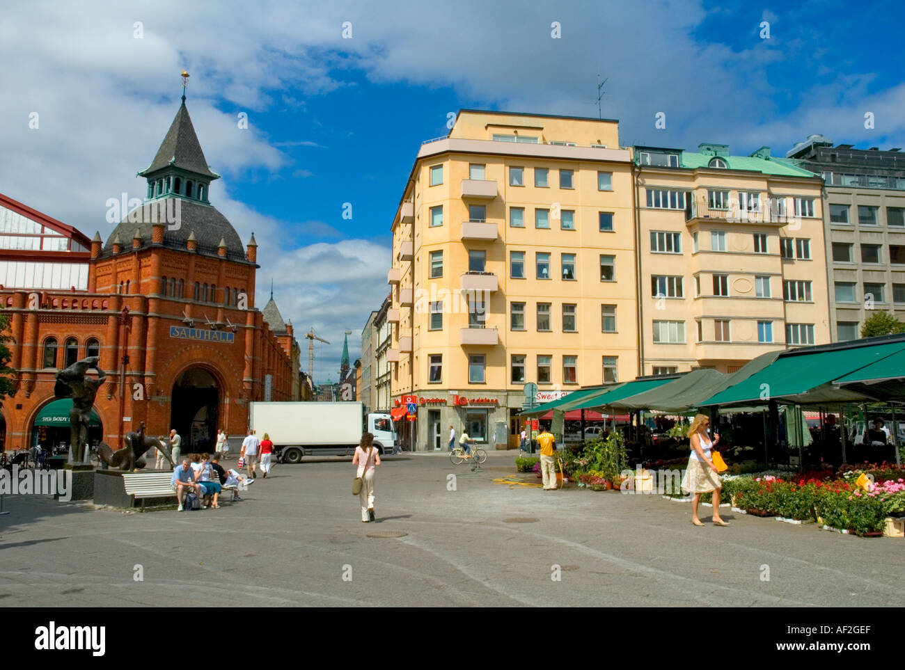 Östermalm market square Stockholm Sweden EU Stock Photo