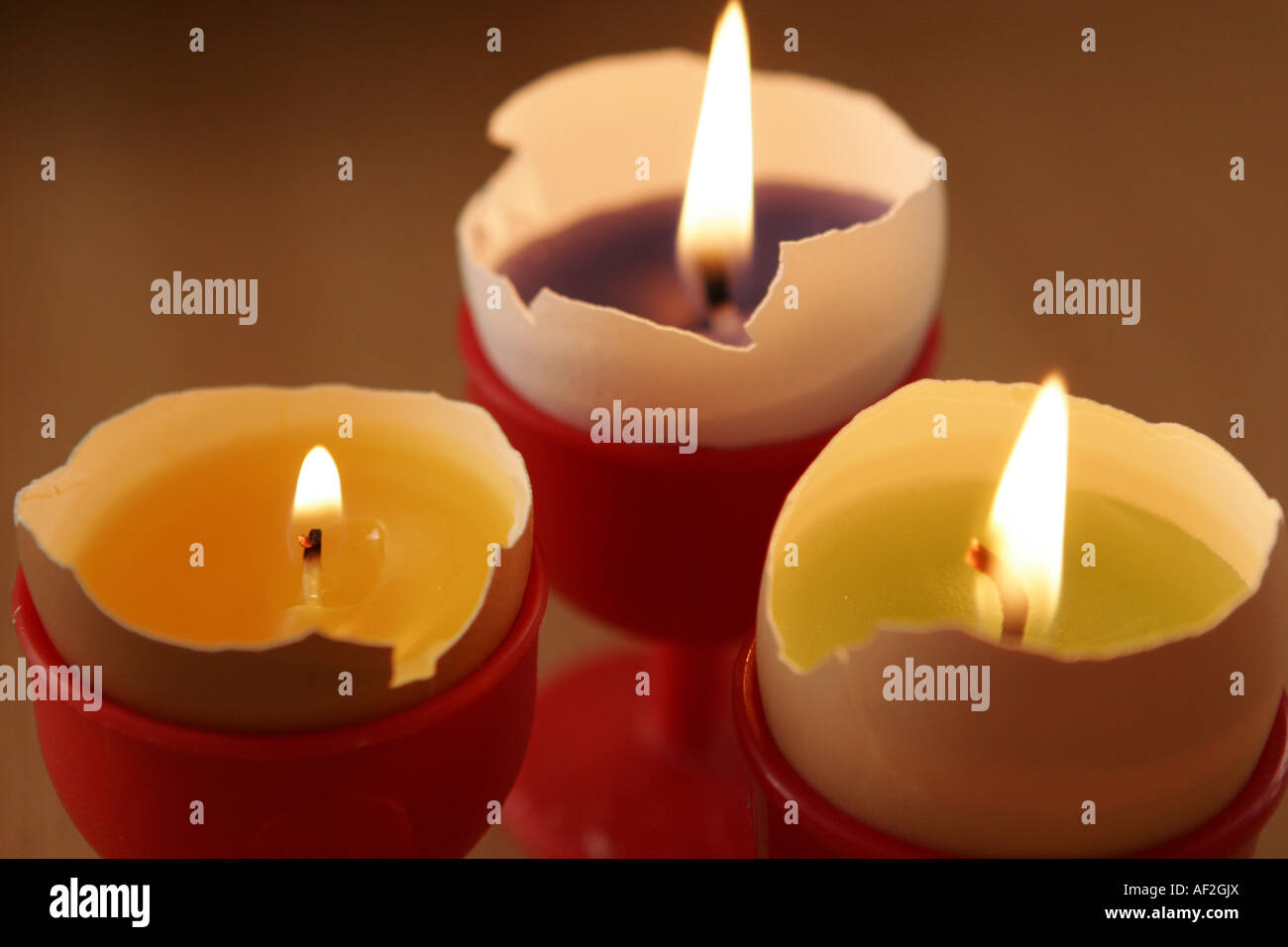 Candles in the eggs Stock Photo Alamy