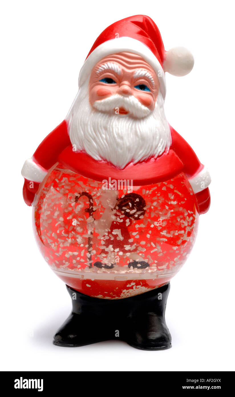 Plastic Father Christmas snow globe Stock Photo
