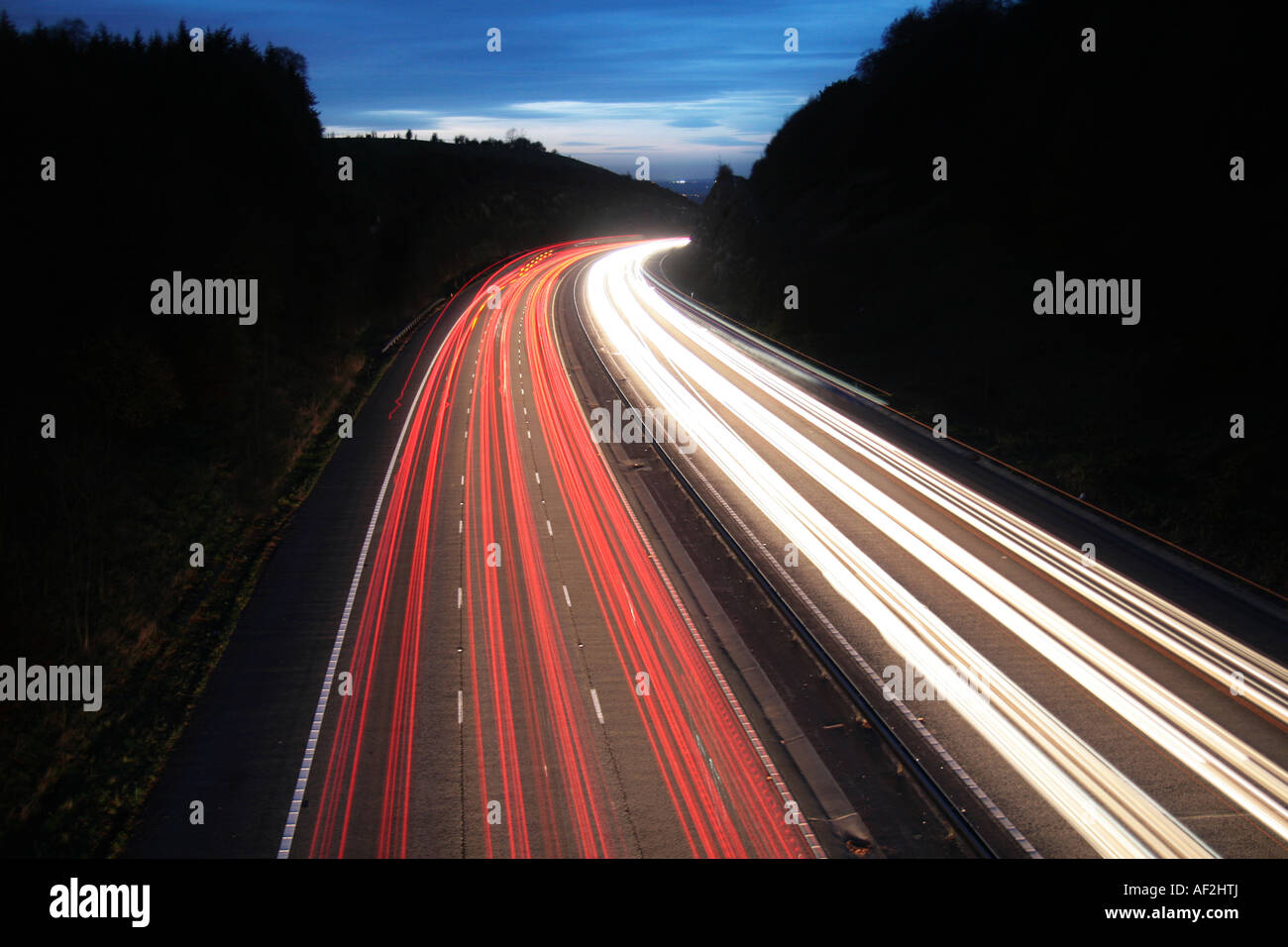 car lights on the M40 motorway Stock Photo