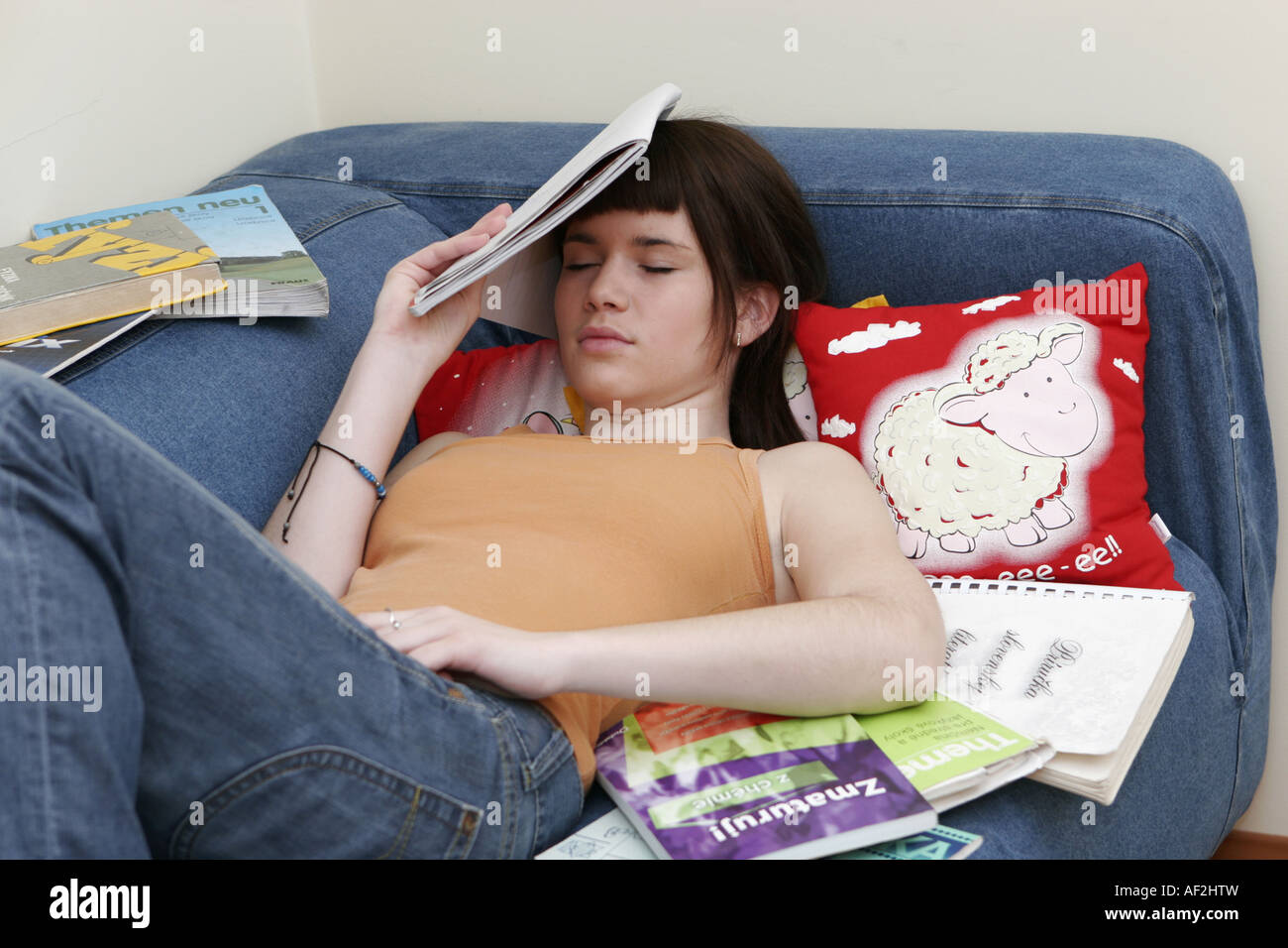 Teenager girl is studing Stock Photo