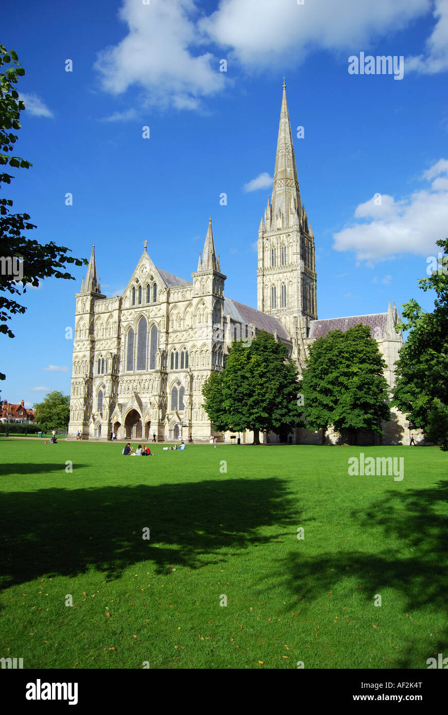 West facade, Salisbury Cathedral, West Walk, Salisbury, Wiltshire, England, United Kingdom Stock Photo