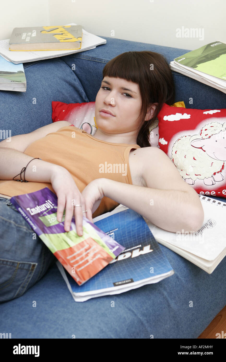 Teenager girl is studing Stock Photo