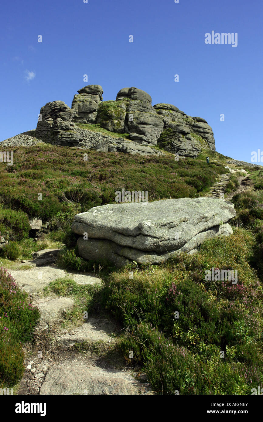 The Mither Tap at the top of the mountain of Bennachie near Inverurie, Aberdeenshire, Scotland, UK, showing the granite plug Stock Photo