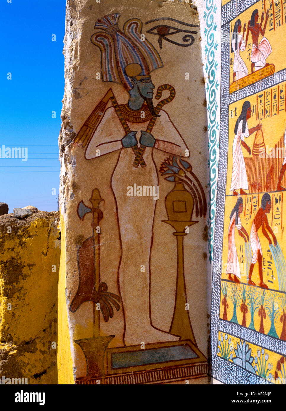 Luxor Egypt Mural On West Bank Osiris God Of Underworld Stock Photo