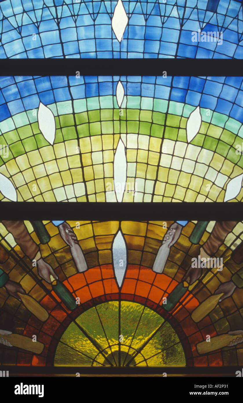 Stained glass window made from recycled plastics Stock Photo Alamy
