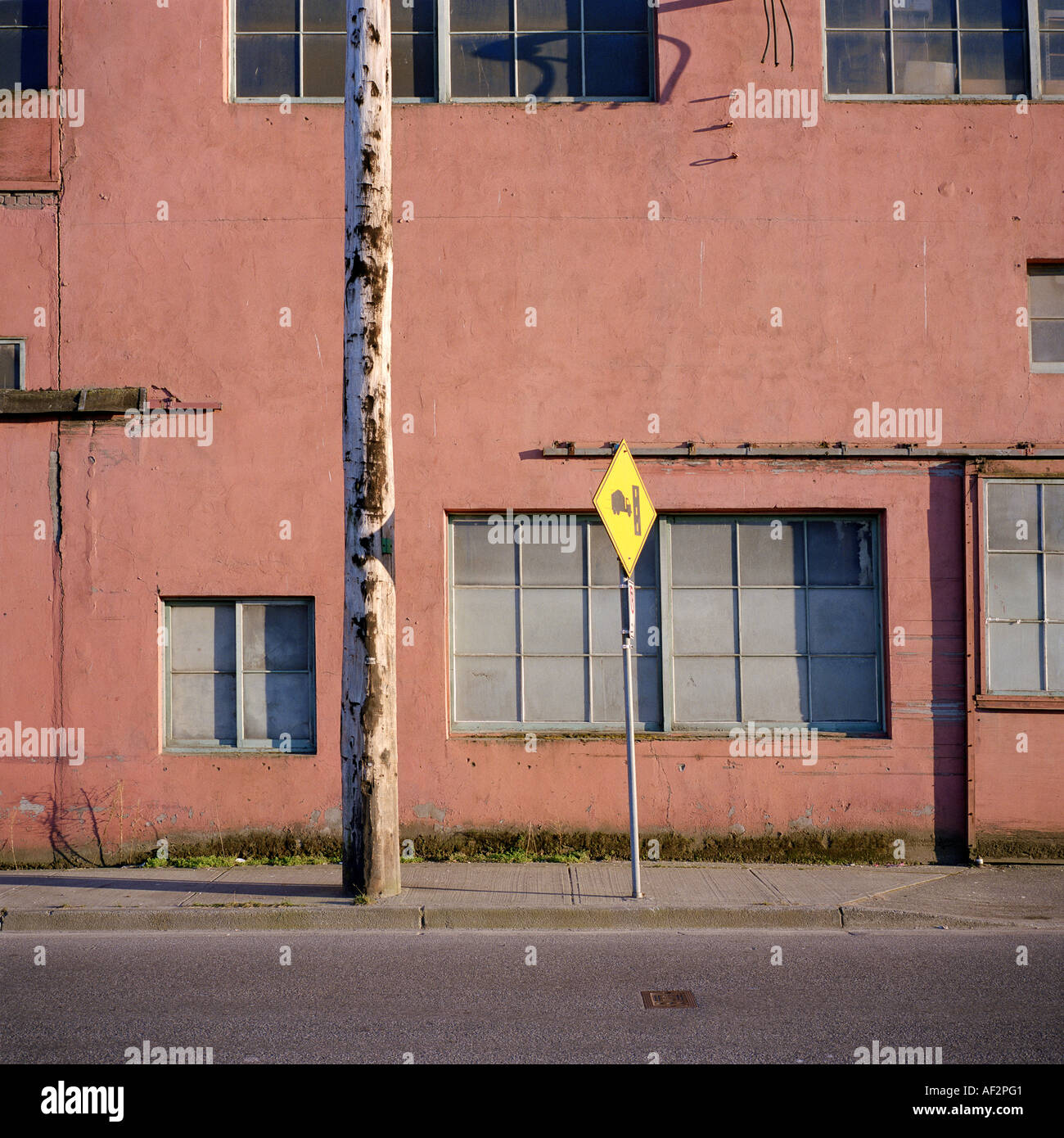 Warehouse and truck route sign Vancouver BC Canada Stock Photo Alamy