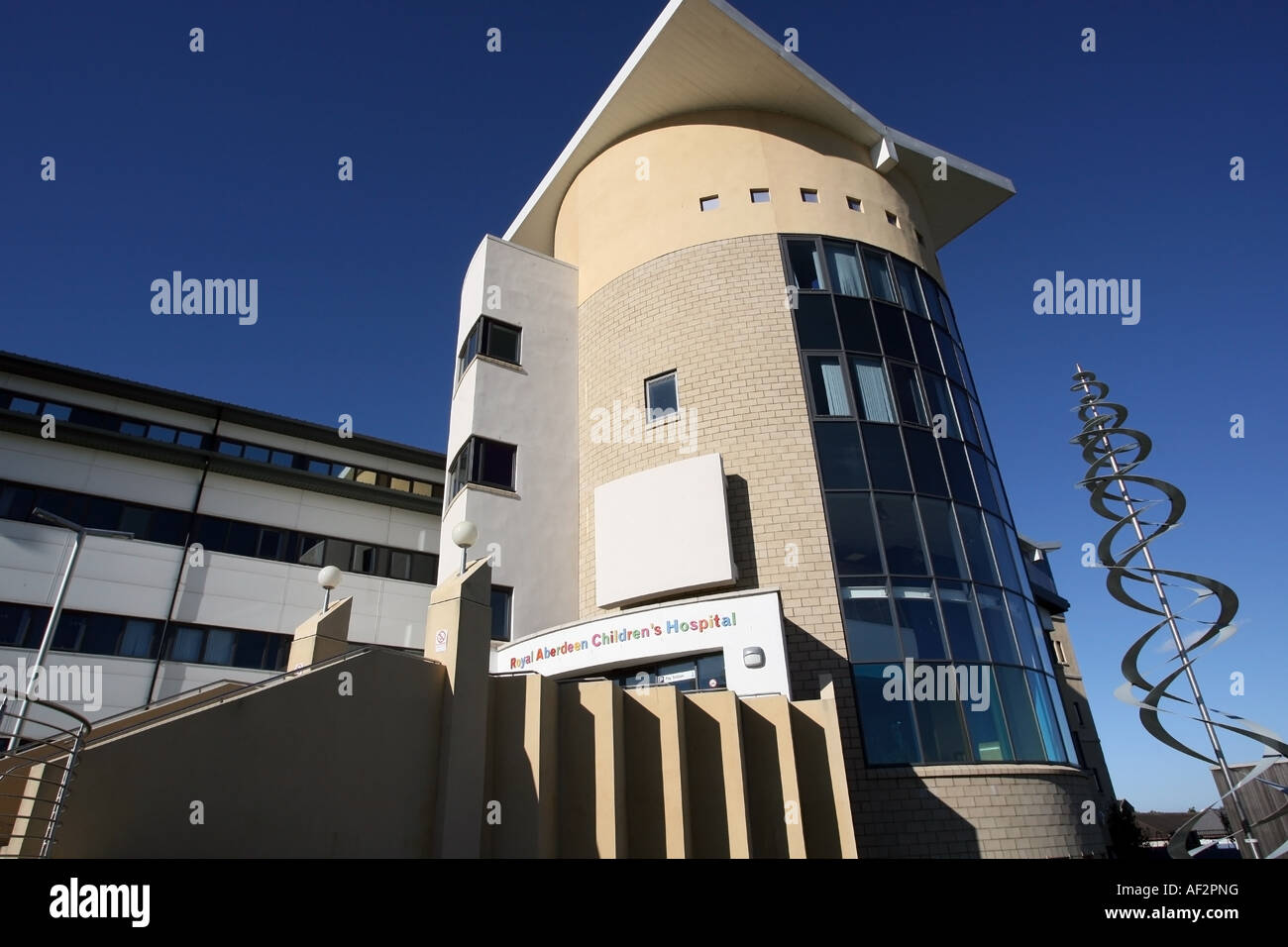Modern building of the Royal Aberdeen Children's Hospital in Scotland