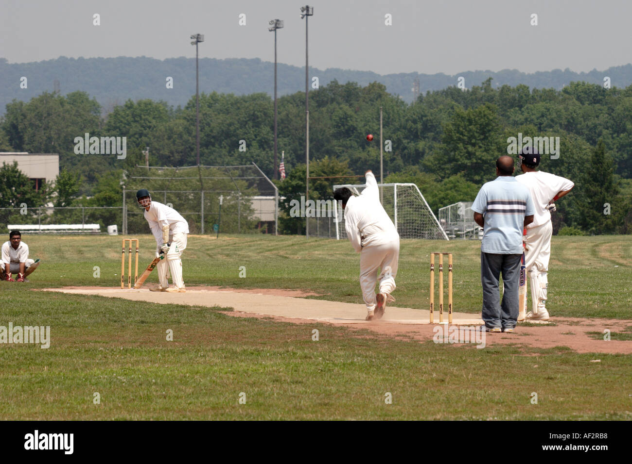 Cricket game played in New Jersey USA Stock Photo