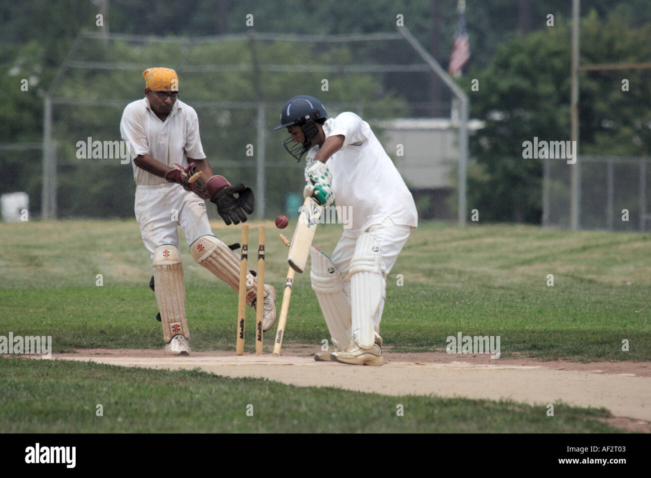 Cricket Batsmen hits the pitch Stock Photo - Alamy