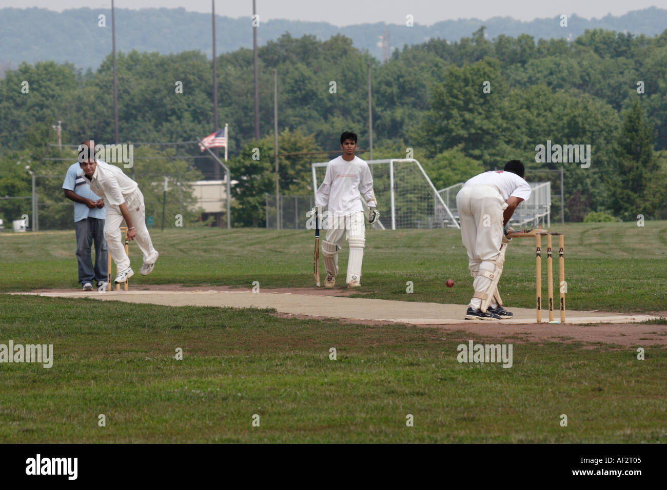 Cricket game played in New Jersey USA Stock Photo