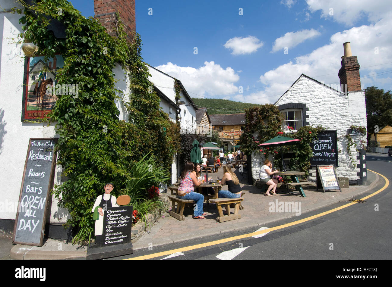 Horse and Jockey pub Knighton Tref y Clawdd Powys mid wales summer