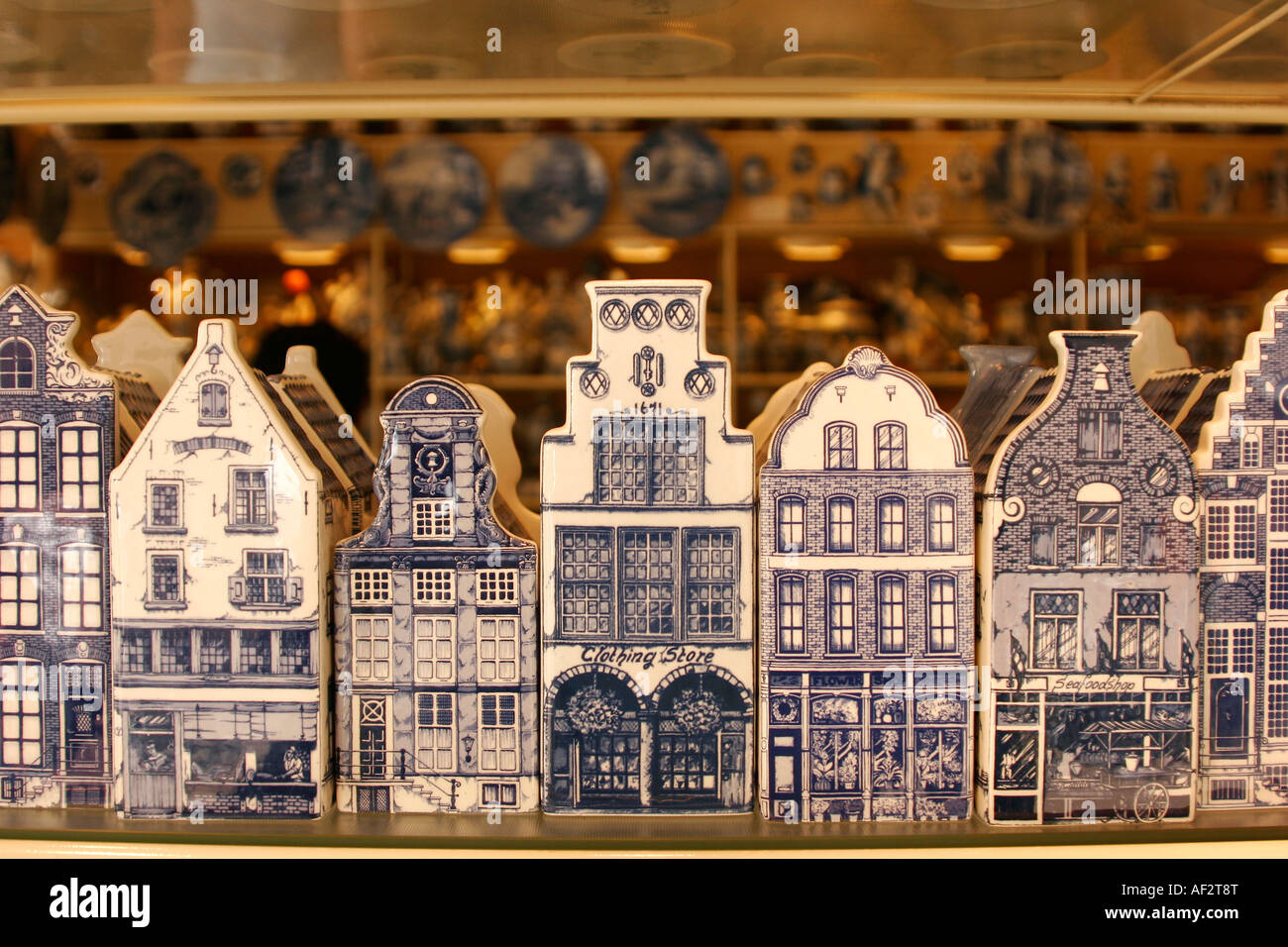 typical dutch houses made of pottery as souvenirs from Delft Delftware