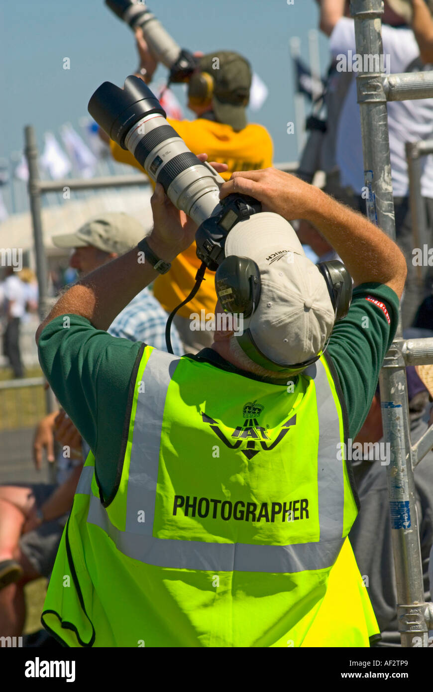 An official photographer at the Royal International Air Tattoo RIAT at Fairford Gloucestershire July 2006 Stock Photo