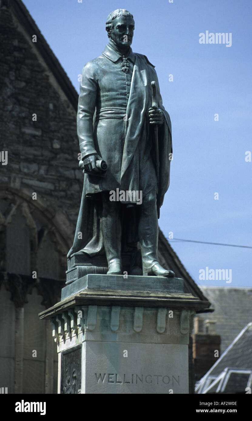 Wellington statue, Brecon, Powys, Wales, UK Stock Photo