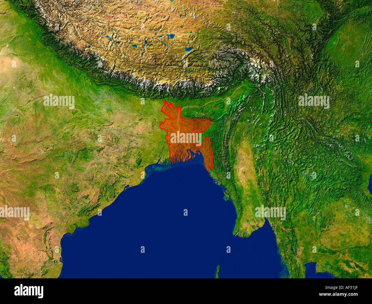 Highlighted Satellite Image Of Bangladesh Stock Photo - Alamy