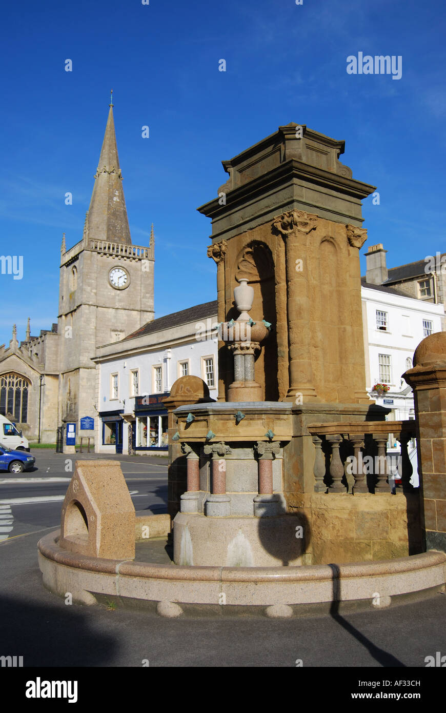 Market Place showing St Andrew's Anglican Church, Chippenham, Wiltshire
