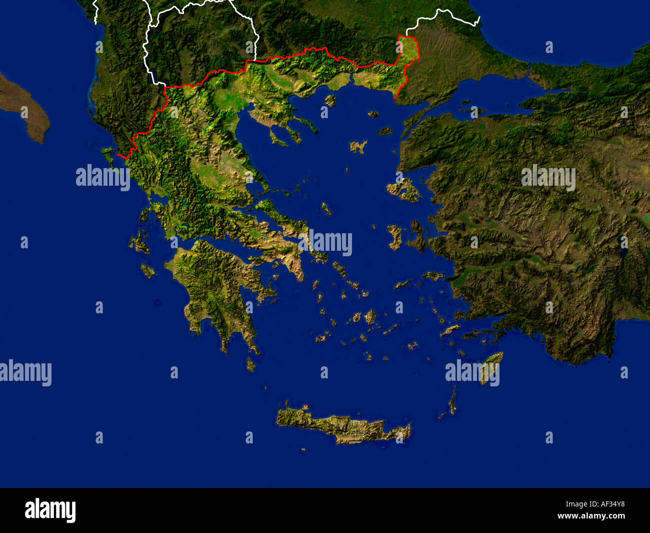 Satellite Image Of Greece Highlighted Stock Photo Alamy