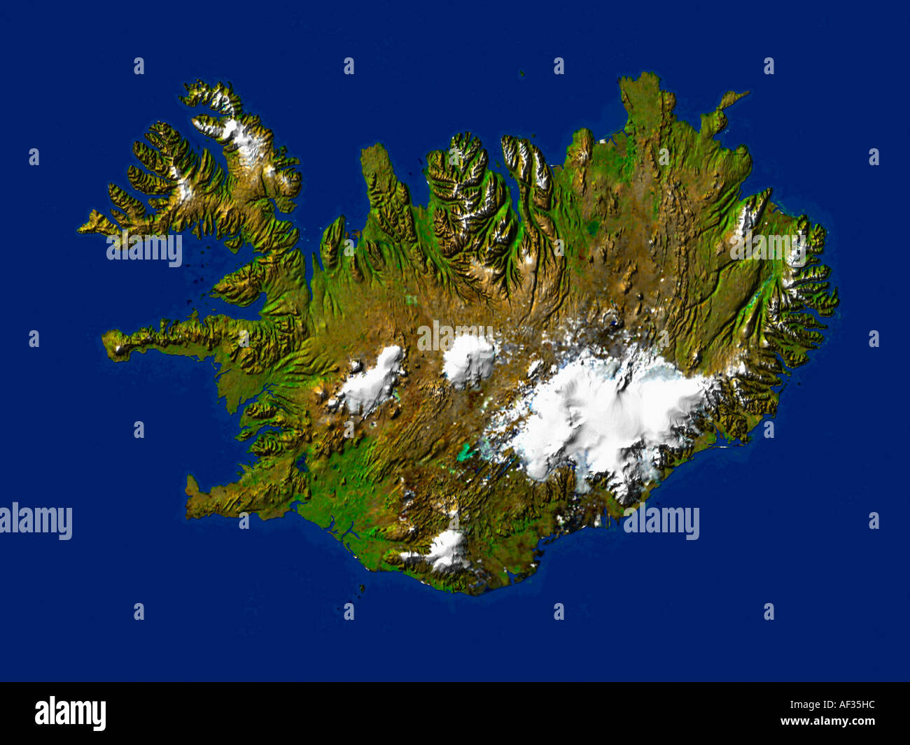 Satellite Image Of Iceland Stock Photo