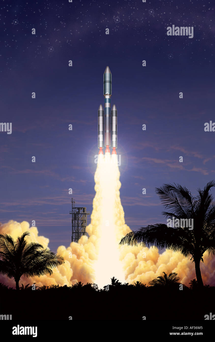 Rocket Taking Off Stock Photo Alamy