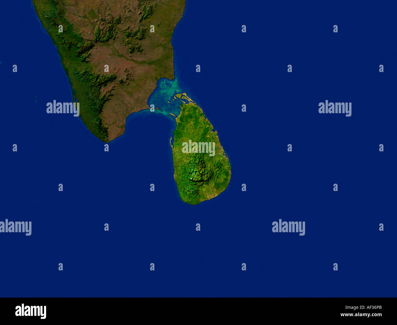 Satellite Image Of Sri Lanka Stock Photo Alamy