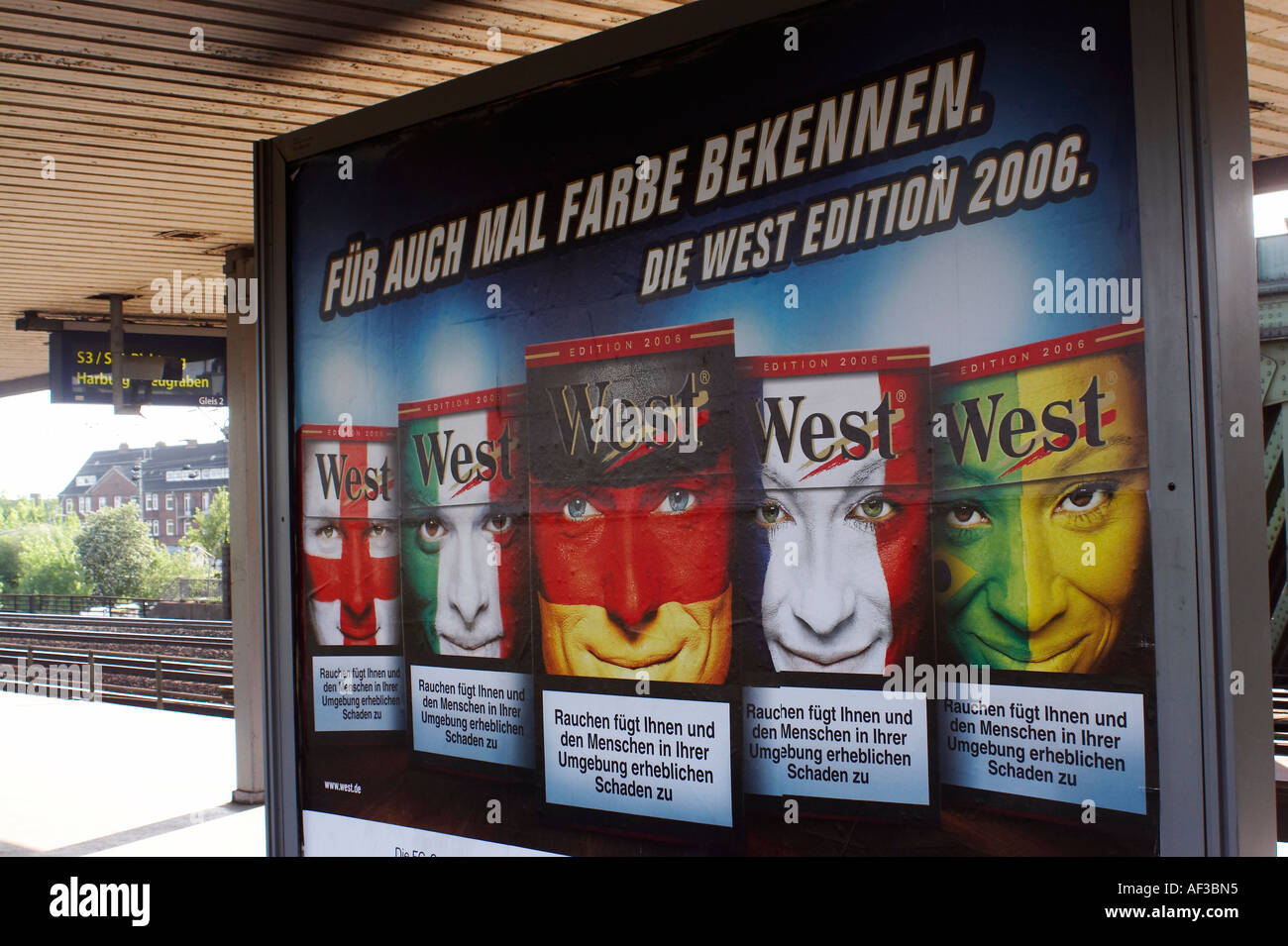 Billboards advertising new cigarette edition World Cup 2006 In Metro stations in Hamburg Germany Stock Photo
