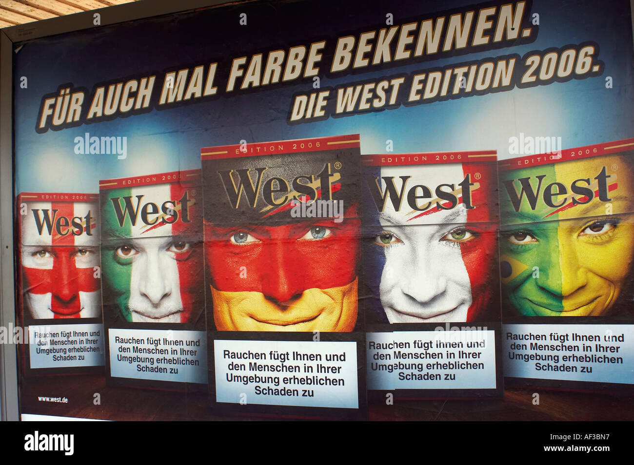 Billboards advertising new cigarette edition World Cup 2006 In Metro stations in Hamburg Germany Stock Photo