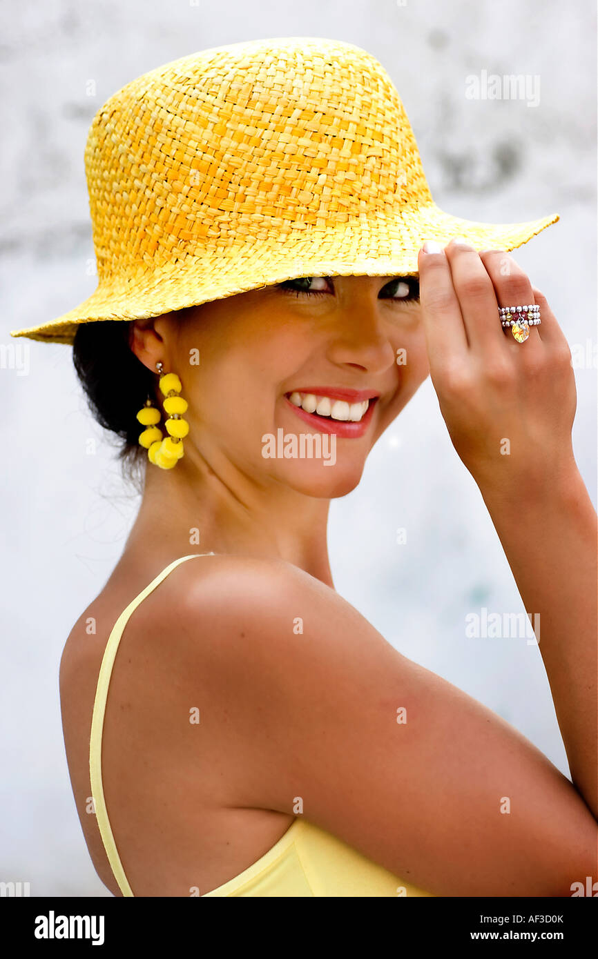 Lady with a hat Stock Photo