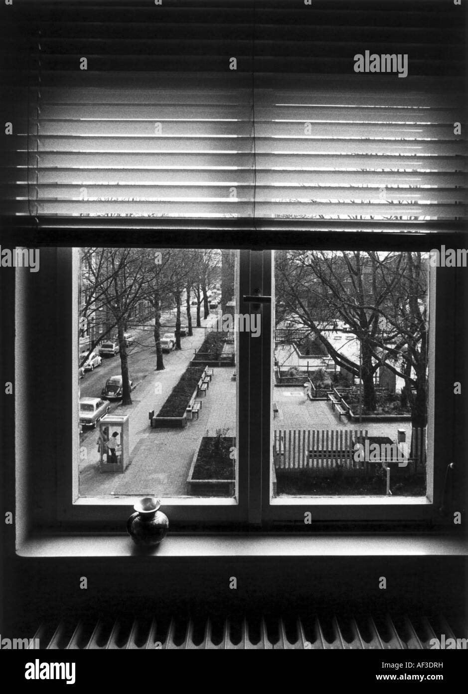 view out of a window on the Dueppel street, Germany, Ruhr Area, Oberhausen Stock Photo