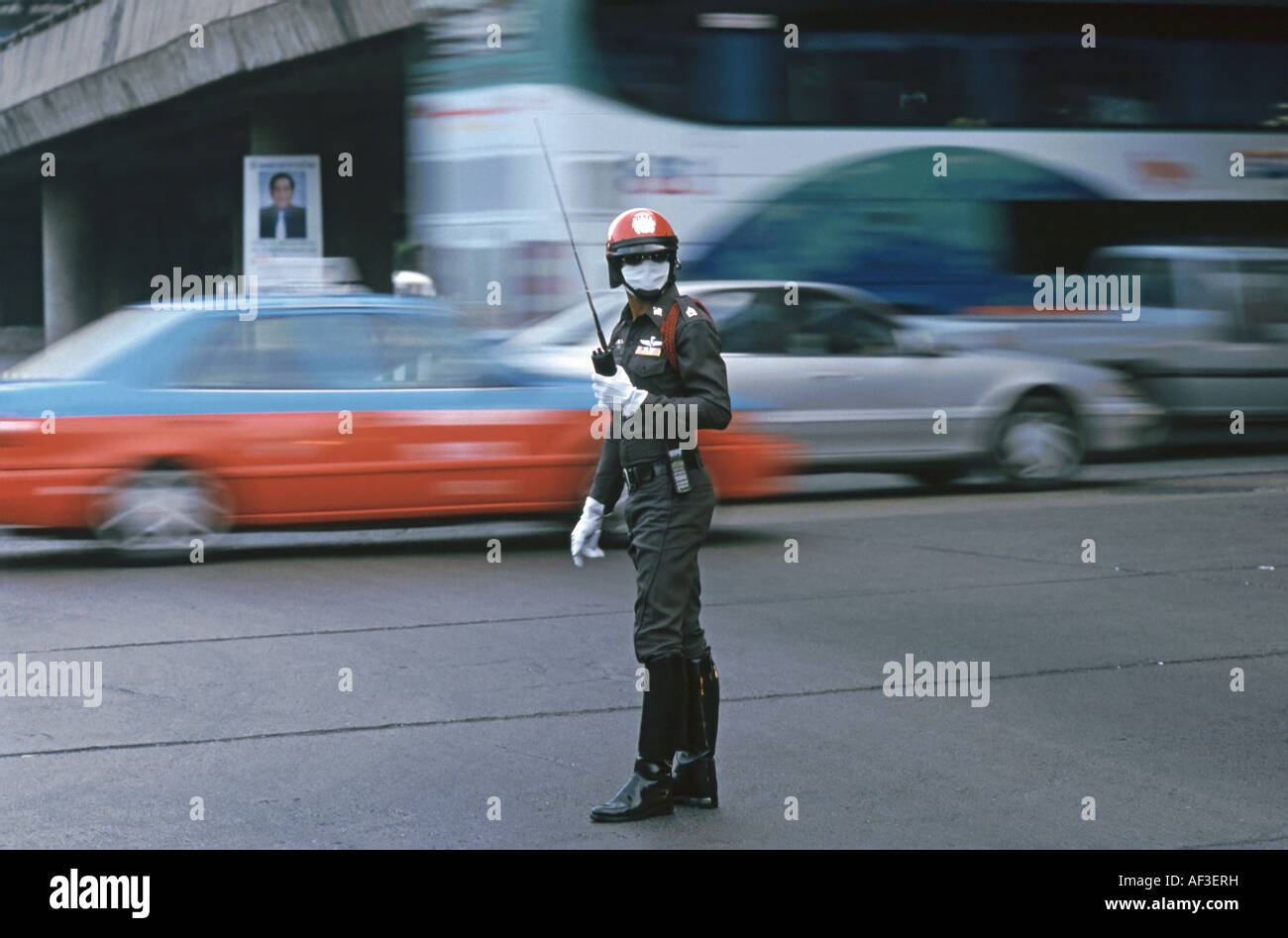 traffic policeman in Bangkok, Thailand, Bangkok Stock Photo
