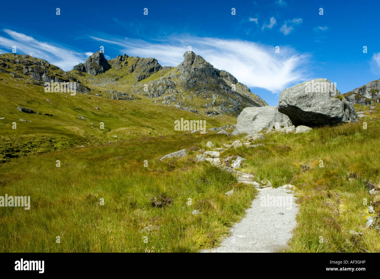 View of the 'Cobbler', also known as 'Ben Arthur' with the Narnain ...