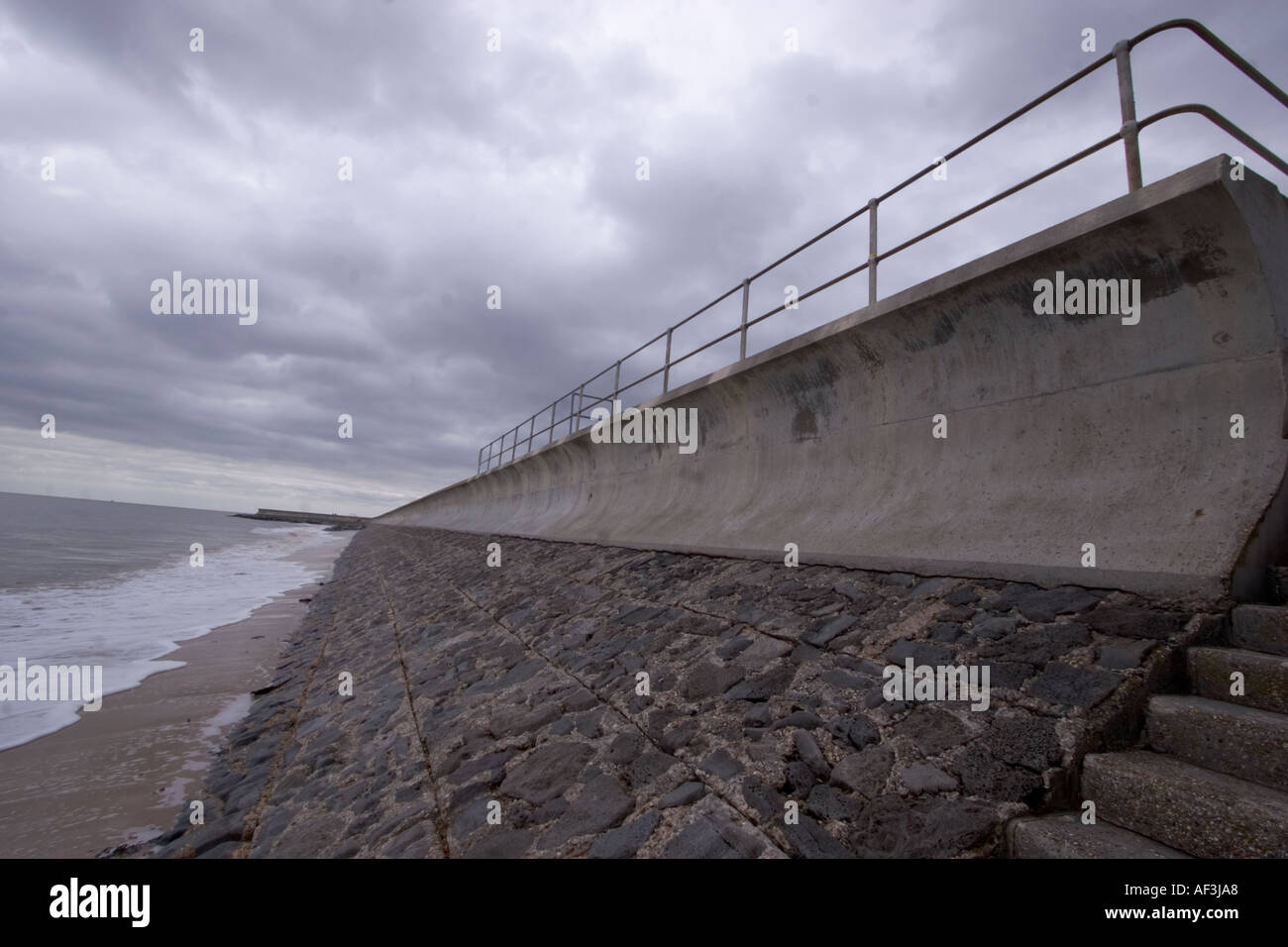 Coastal Erosion and Flood Protection sea defence sea wall Frinton Essex Stock Photo