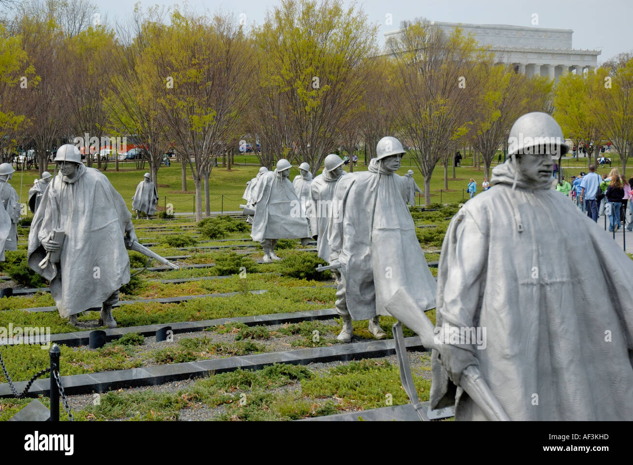 Statues of soldiers at Korean War Memorial in Washington DC USA Stock